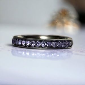 Amethyst Crystal Channel Eternity Band